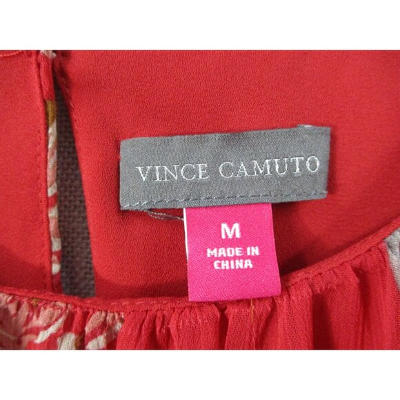 Vince Camuto Womens Red Floral Sleeveless Blouse Top - Medium Size - Picture 3 of 8